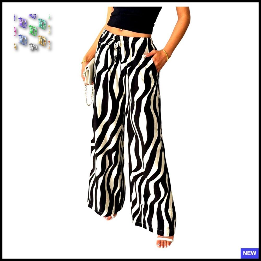 Animal Print Straight Leg Trousers Loose Fit Streetwear Y2K Chic Casual Pants